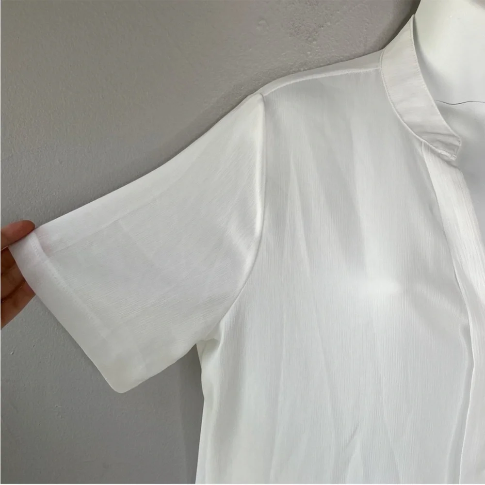 SHEIN White Sheer Long Shirt Tunic Mini Dress Swim Cover Up Size Medium Beach - Picture 3 of 7